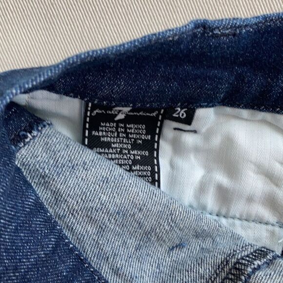 7 for All Mankind Zebra Button Down High Rise Mini Denim Jean Skirt Size 26 - Picture 7 of 9